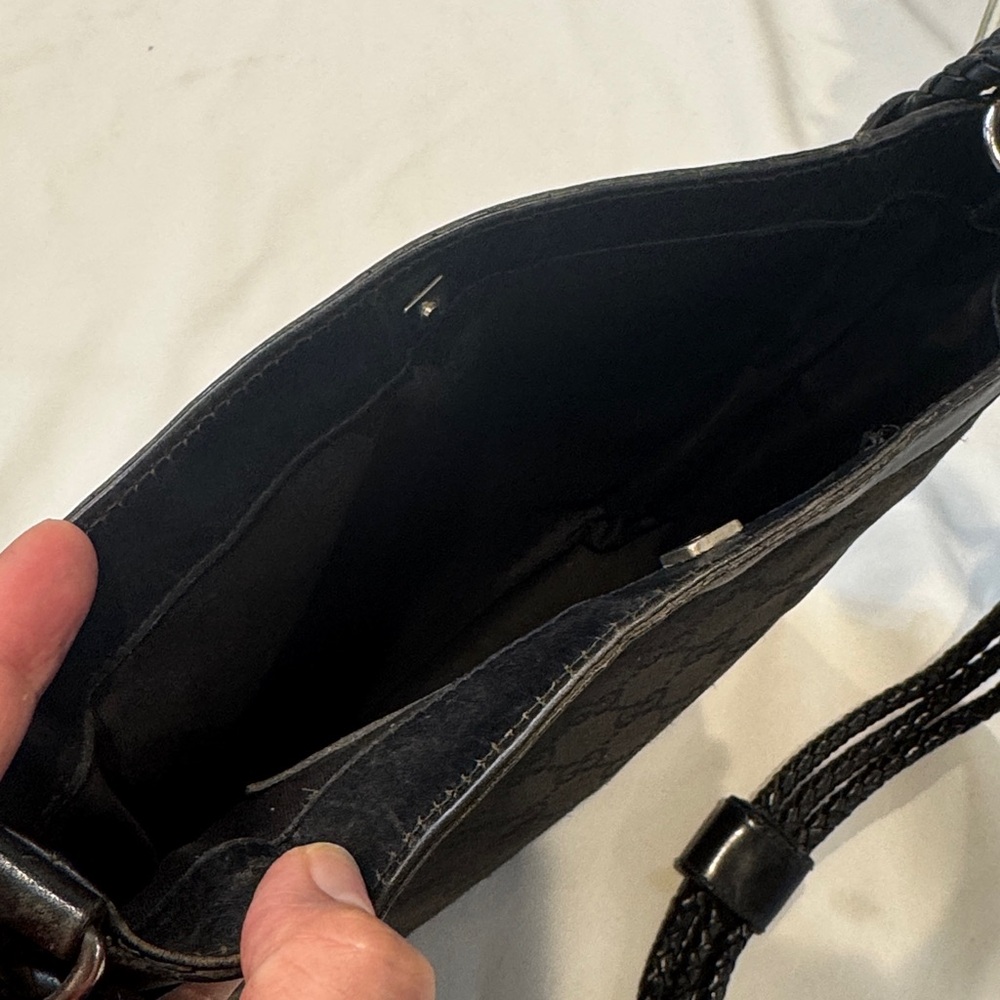 Authentic Gucci Black Embossed Shoulder Bag - Picture 9 of 13